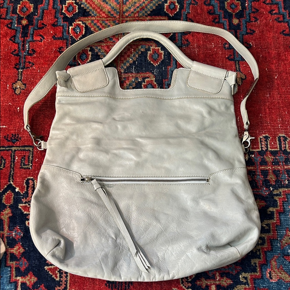 Foley + Corinna Light Gray Leather Shoulder Bag